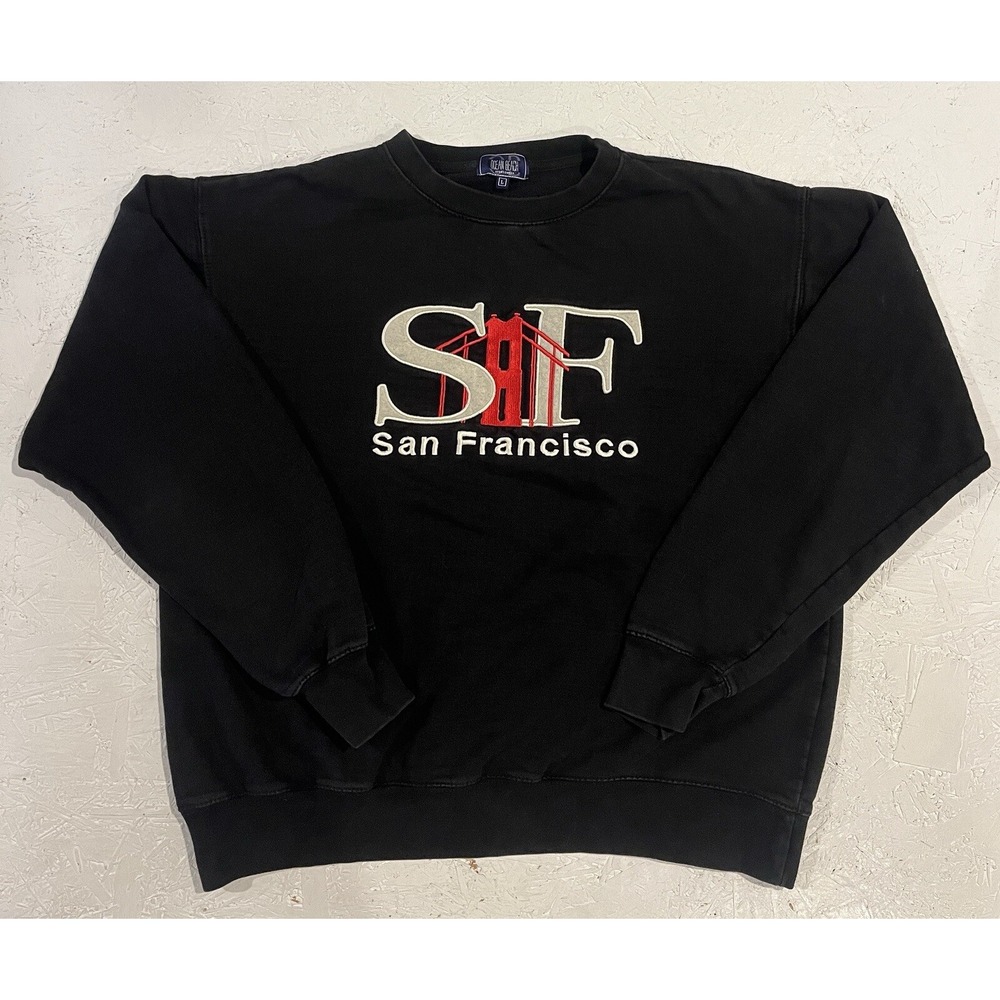 Vintage San Francisco Embroidered Crewneck Sweatshirt Black Size Large‎